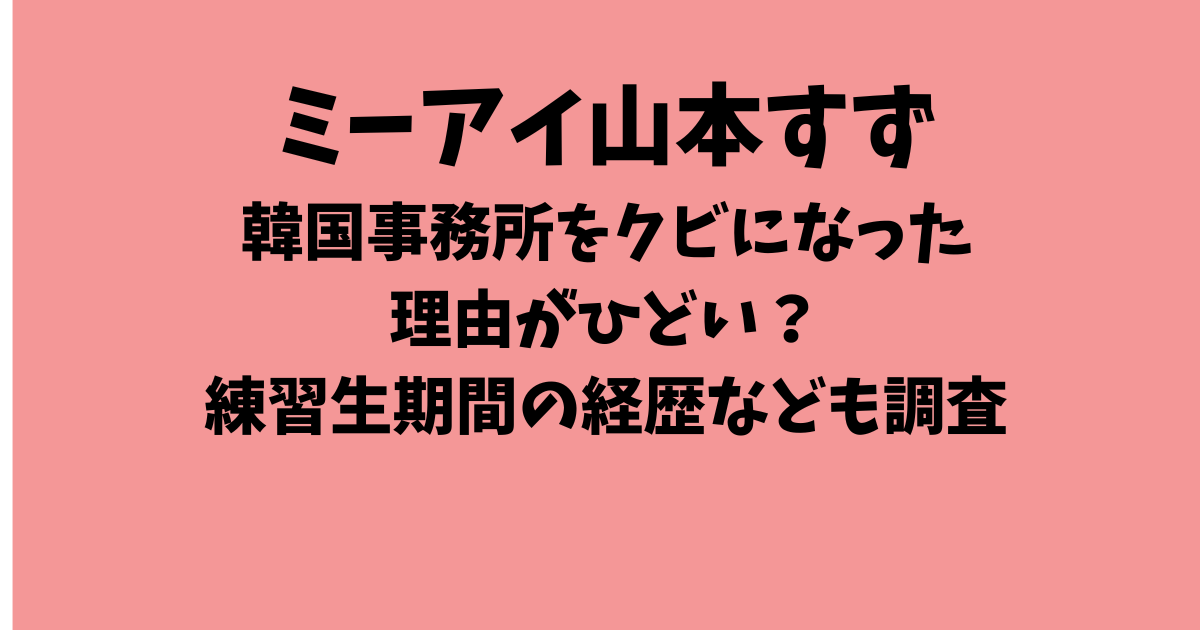 ミーアイ山本すずが韓国事務所をクビになった理由がひどい？練習生期間の経歴なども調査